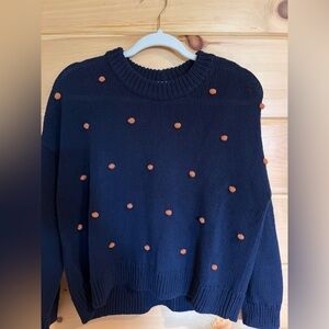 Madewell navy Blue Sweater with Orange Accents